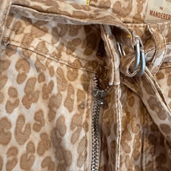 Anthropologie Wanderer Utility Pants Belted Leopard Print Stretch Size 29 - Picture 7 of 16